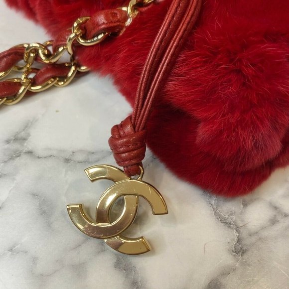 CHANEL RARE Rabbit Fur Logo CC Charm Small Tote - Picture 7 of 11